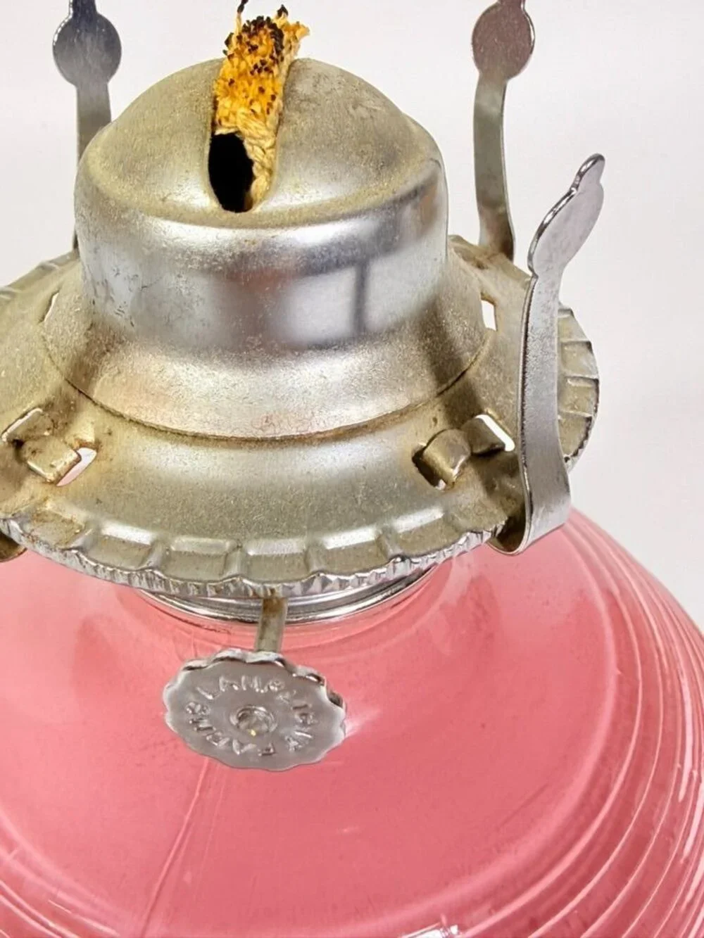 Oil Lamp LampLight Farms Sommerset Traditional Vintage  - Rose Colored  Etched